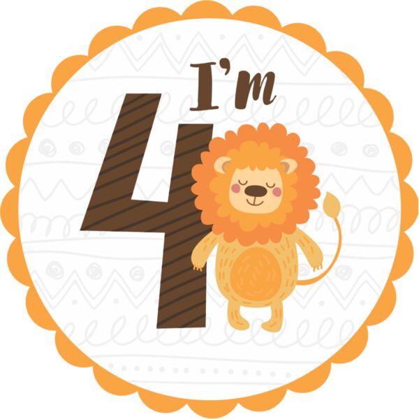 Four Birthday Animal Lion Number 2 Thumbnail